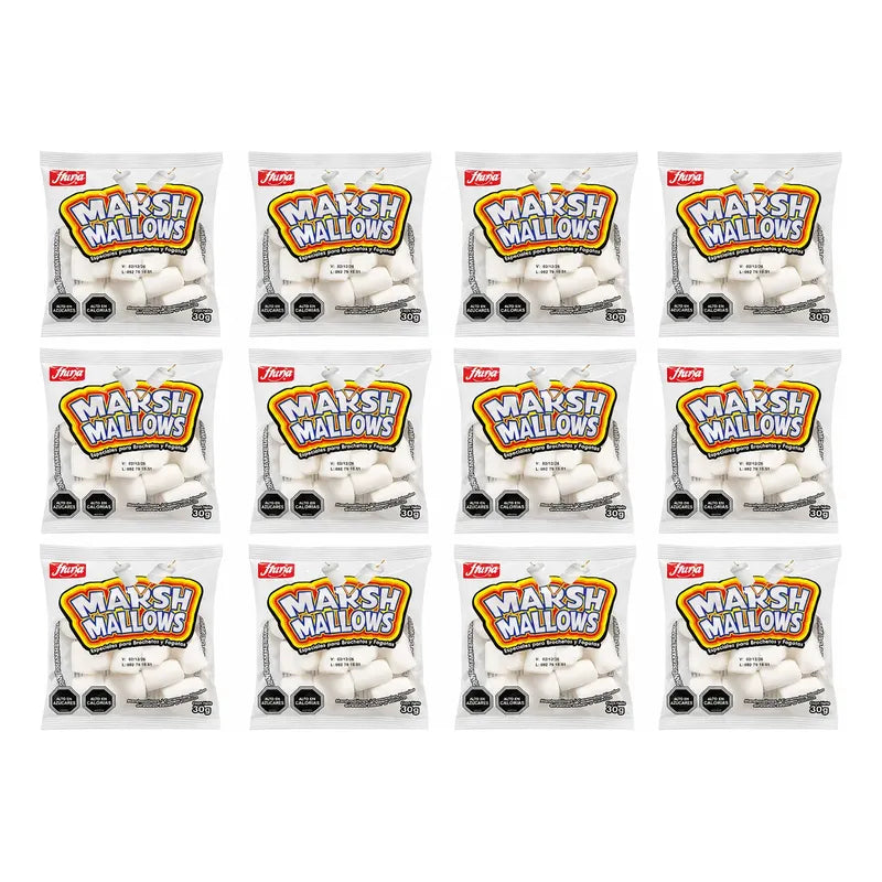 Pack 12 Marshmallows Fruna 30g Malvaviscos Dulces