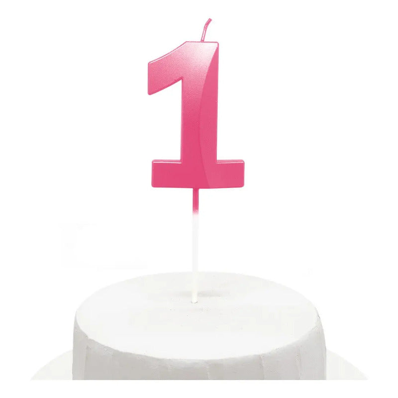 Vela De Cumpleaños Numeral Rosado Brillante 5x7 Cm