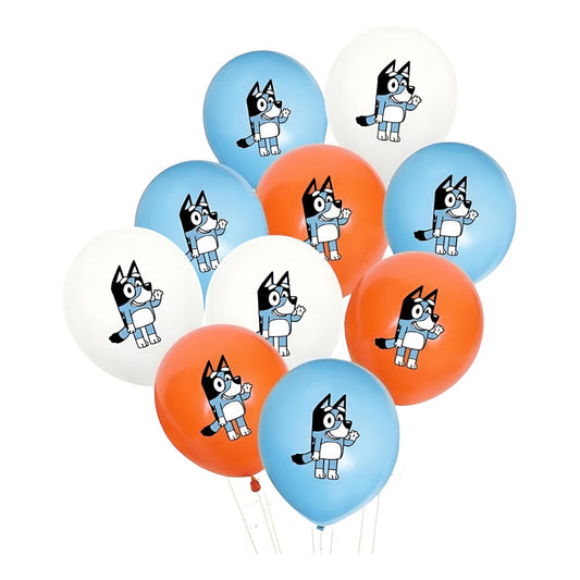 Set 10 Globos De Cumpleaños Bluey Látex