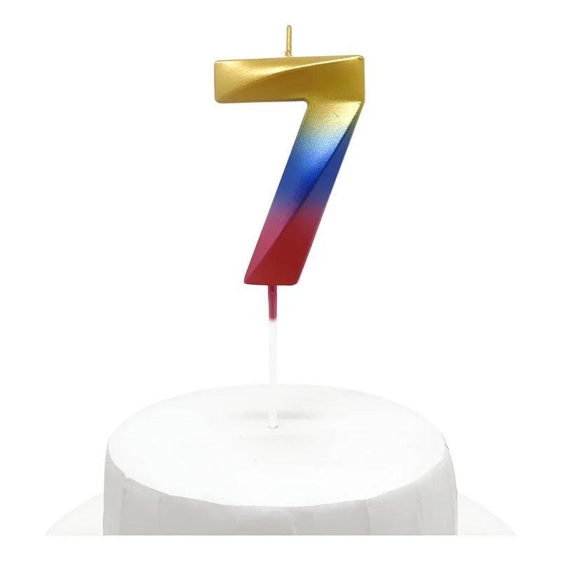 Vela De Cumpleaños Numeral Tornasol Brillante 5x7 Cm