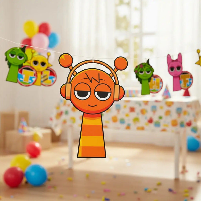 Dekotillon Sprunki Banderin Feliz Cumpleaños Y Guirnaldas Amarillo