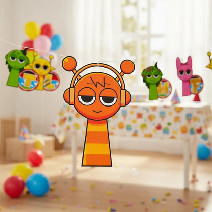 Dekotillon Sprunki Banderin Feliz Cumpleaños Y Guirnaldas Amarillo