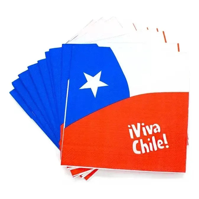 40 Servilletas Fiestas Patrias Bandera Viva Chile 33x33cm Color Bandera De Chile