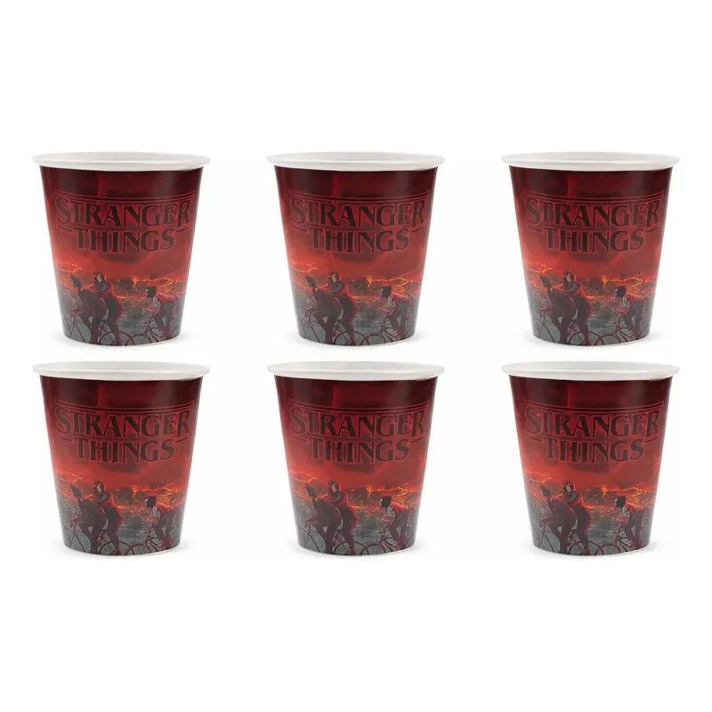 Pack 6 Vasos Plásticos Stranger Things Cumpleaños Rojo