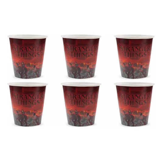 Pack 6 Vasos Plásticos Stranger Things Cumpleaños Rojo