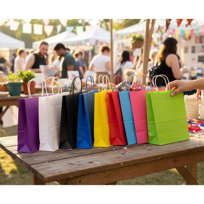 Pack 12 Bolsas De Papel Kraft De Color 27x21x11 Cm