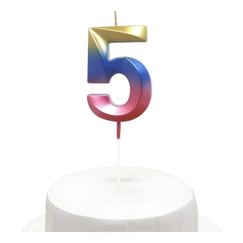 Vela De Cumpleaños Numeral Tornasol Brillante 5x7 Cm