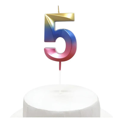 Vela De Cumpleaños Numeral Tornasol Brillante 5x7 Cm