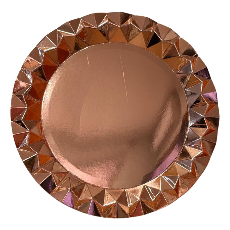 Platos De Torta De Cartón Metalizados 18 Cm Color X 6 Unidad