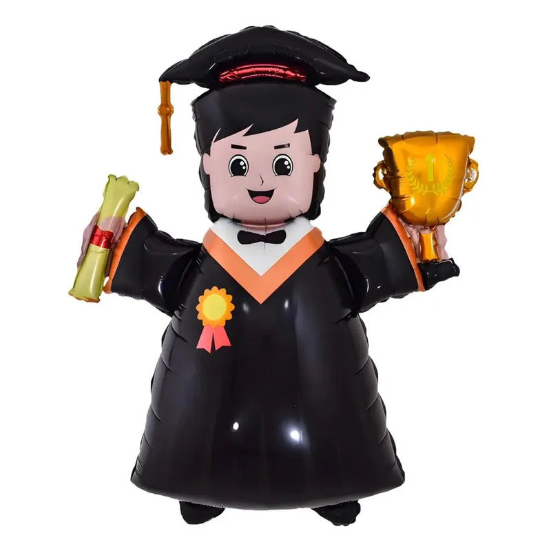Globo Metalizado Graduación Niño Egresado Negro