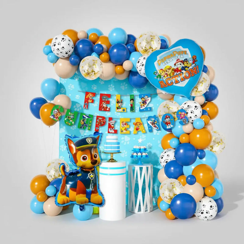 Decoración Globos Candy Bar Paw Patrol Cotillon Cumpleaños Azul