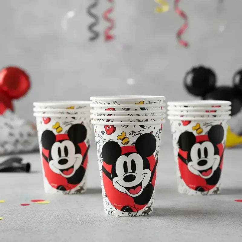 Vaso Cumpleaños Mickey Mouse Clásico X 6 Cotillón Activarte Blanco
