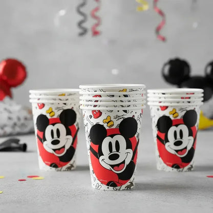 Vaso Cumpleaños Mickey Mouse Clásico X 6 Cotillón Activarte Blanco