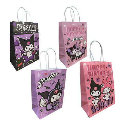 12 Bolsas Papel Cumpleaños Kuromi 16x21 Cm Morado Kuromi