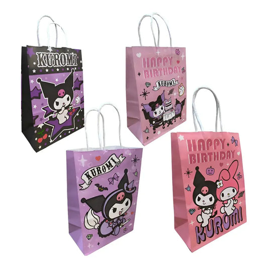 12 Bolsas Papel Cumpleaños Kuromi 16x21 Cm Morado Kuromi