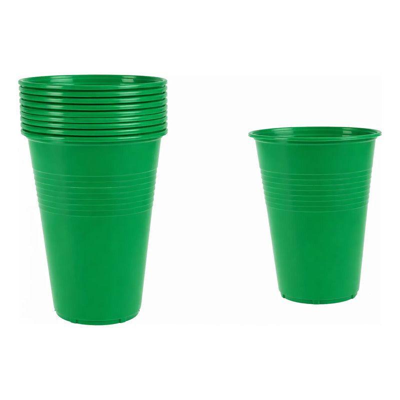 Pack 50 Vasos Plásticos De Color Para Fiestas 10oz - 300cc Verde