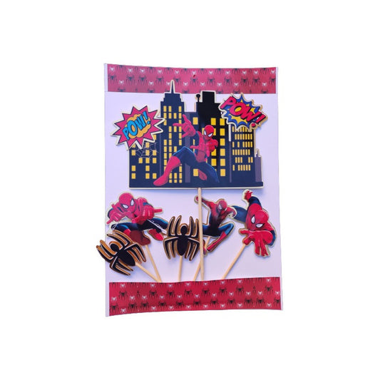 Pack 6 Topper De Torta De Cumpleaños Spiderman