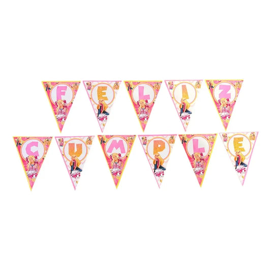 Cotillón Barbie Guirnalda Feliz Cumple