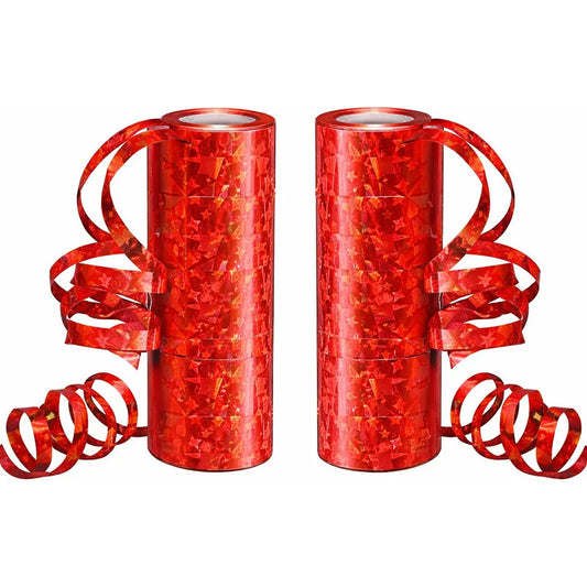 Cinta Rizada De Regalo Holográfica Roja Pack 2 Rollos Rojo