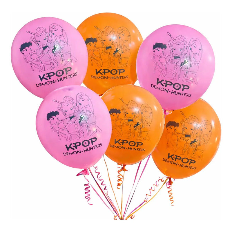 Pack 12 Globos Látex Cumpleaños Guerreras Kpop Demon Hunters Surtido