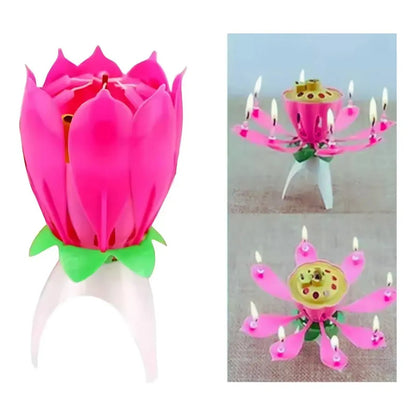 Vela Musical Flor De Loto Para Torta De Cumpleaños
