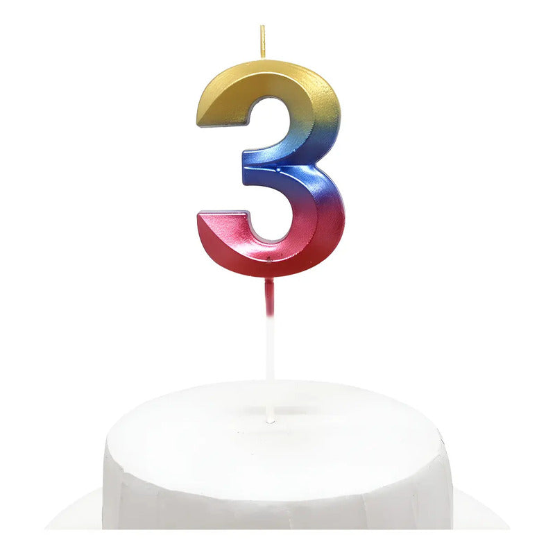Vela De Cumpleaños Numeral Tornasol Brillante 5x7 Cm