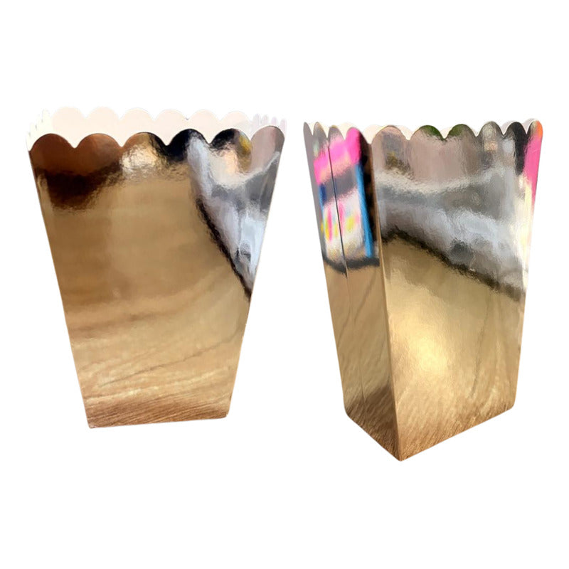 X 6 Cajas Metalizadas Para Cabritas Y Palomitas Fiesta