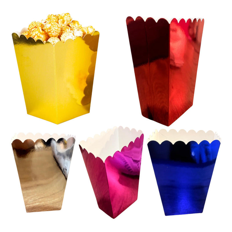 X 6 Cajas Metalizadas Para Cabritas Y Palomitas Fiesta
