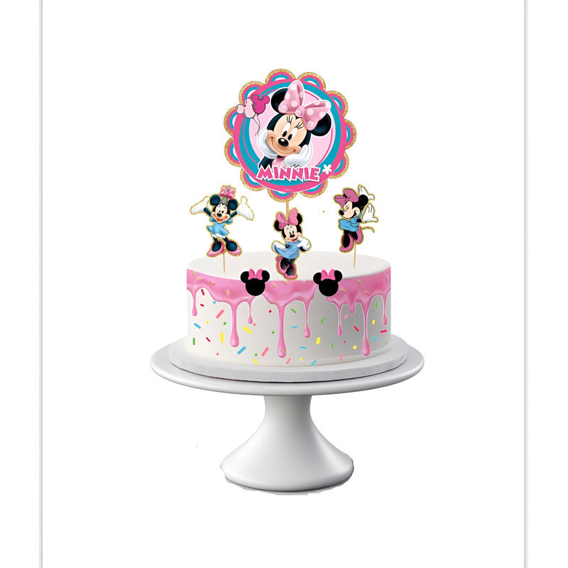 4 Topper Para Torta De Cumpleaños Minnie Mouse Cotillon