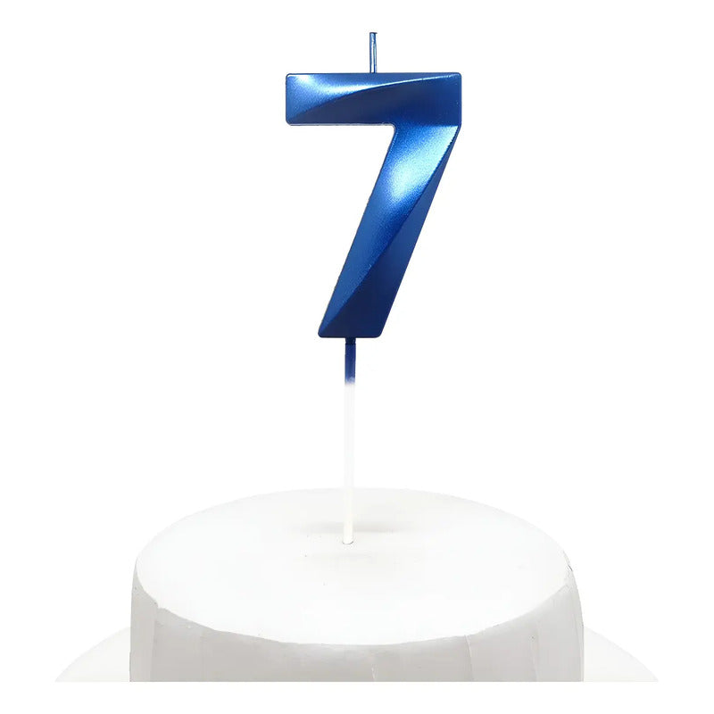 Vela De Cumpleaños Numeral Azul Brillante 5x7 Cm