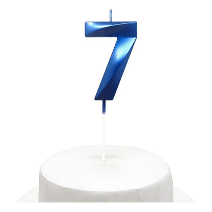 Vela De Cumpleaños Numeral Azul Brillante 5x7 Cm