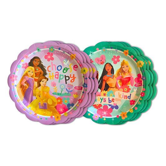 Set 6 Platos Cartón Princesas Disney Para Cumpleaños Multicolor
