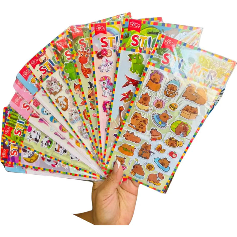 Pack 12 Laminas Stickers Infantiles Sorpresas Cumpleaños