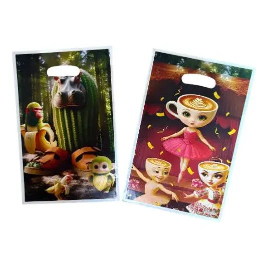 Pack 10 Bolsas Dulceras De Cumpleaños Tralaleros Brainrot Color Marrón Diseño Ilustrado