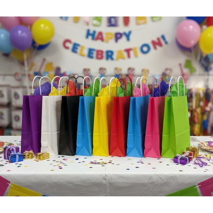 Pack 12 Bolsas De Papel Kraft De Color 27x21x11 Cm