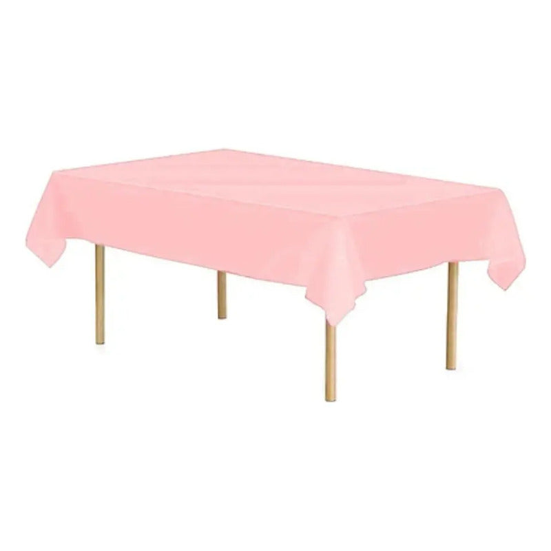 Mantel Plástico De Colores 137 X 183 Cm Color Rosa Lisa