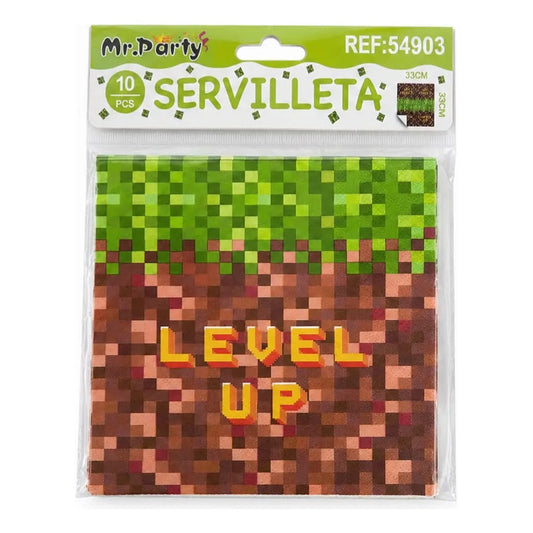 Servilletas Cumpleaños Minecraft Pack 10 Unidades Verde