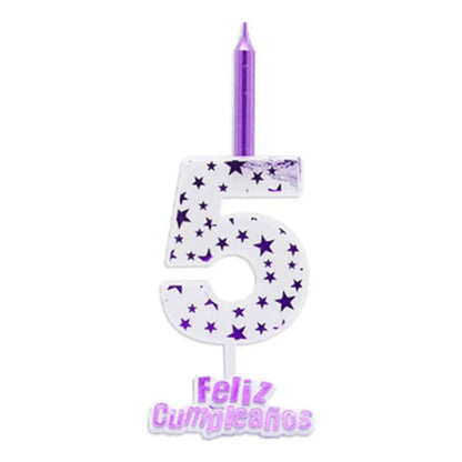 Vela De Cumpleaños De Estrella Rosada 13 Cm