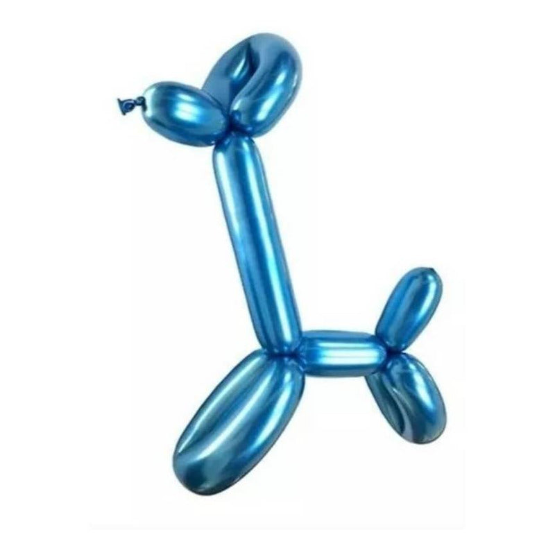 Globos Largos Cromados Azul 25 Unidades