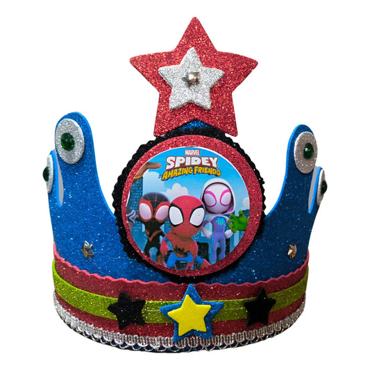 Corona De Cumpleaños Festejado Spidey Y Sus Amigos