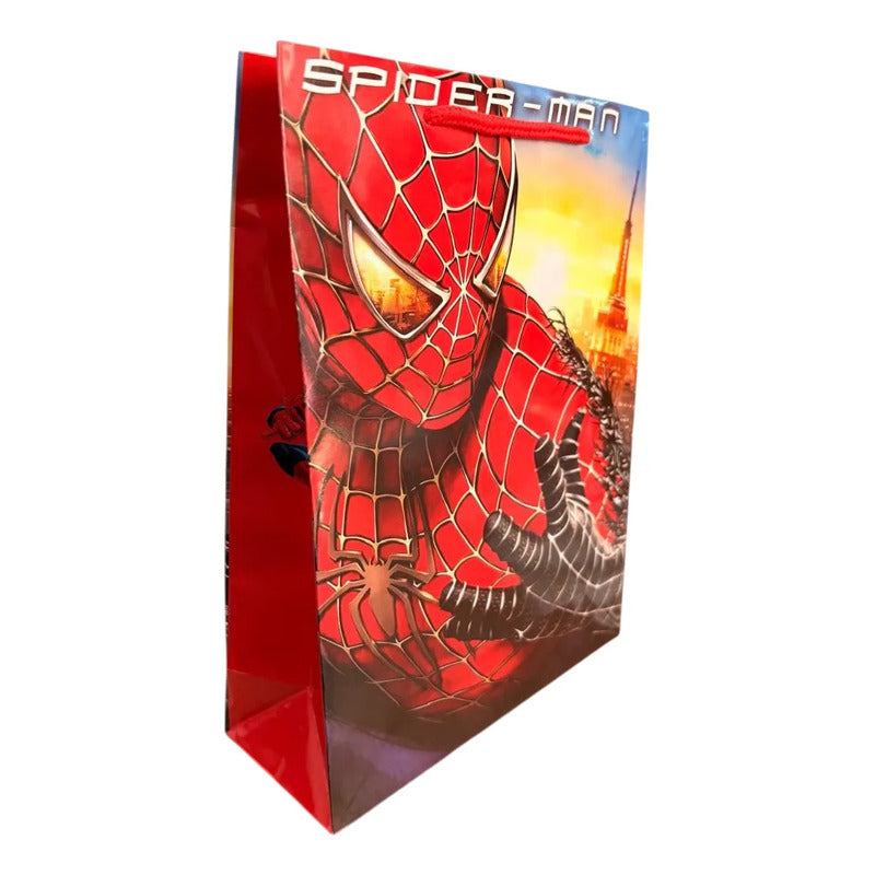 Bolsa Cumpleaños Spider-man Diseño Cotillón Cumpleaños X 12 Rojo