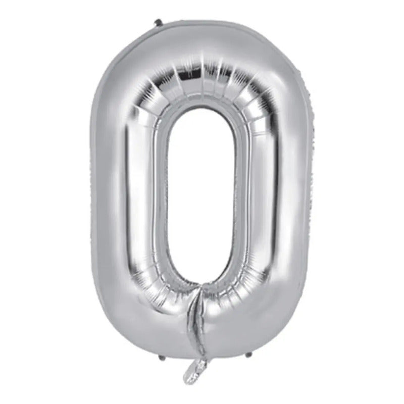 Globo Número Plateado Metalizado 80 Cm Cumpleaños
