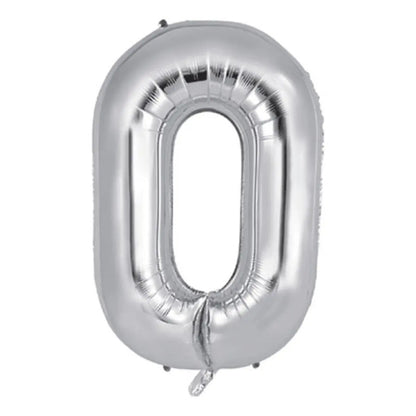 Globo Número Plateado Metalizado 80 Cm Cumpleaños