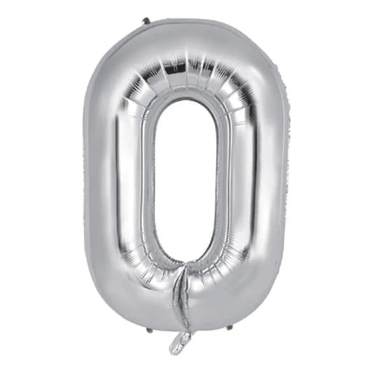 Globo Número Plateado Metalizado 80 Cm Cumpleaños