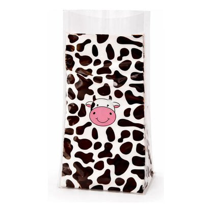 12 Bolsas Dulceras Cumpleaños Modelo Vaca Manchas Blanco