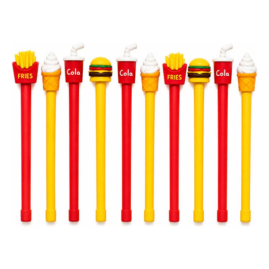 Set 10 Lápices Pasta Fantasía Figuras Comida Rápida Kawaii Surtido
