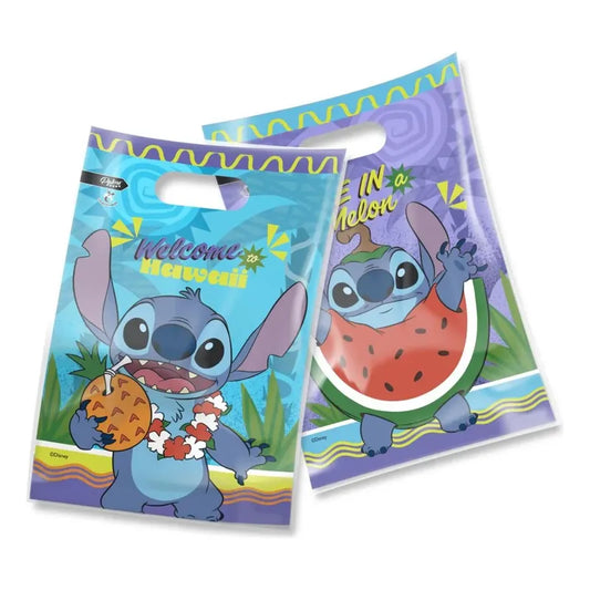 6 Unidades Bolsas Para Dulces Stitch Disney Cotillón Celeste