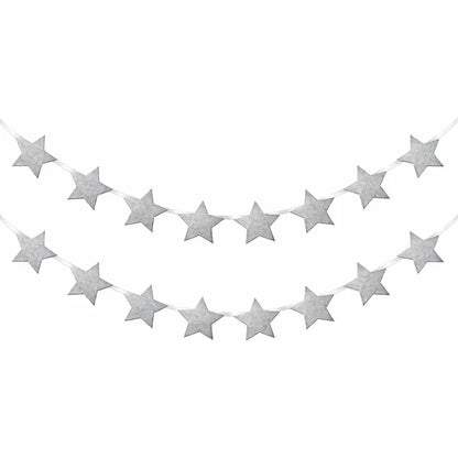 Guirnalda De Estrellas Plateadas Glittel Decorativa Plateado