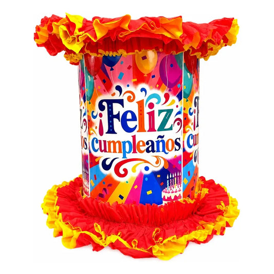 Piñata Diseño Feliz Cumpleaños Cotillón Fiesta Rojo