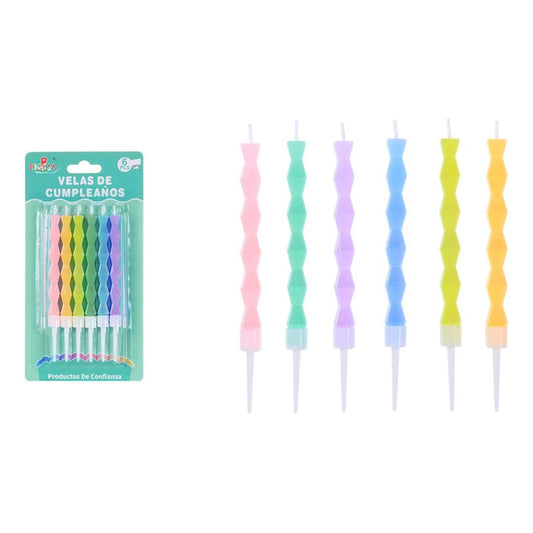Velas Cumpleaños Brillantes Colores Pasteles Perlados 6pcs
